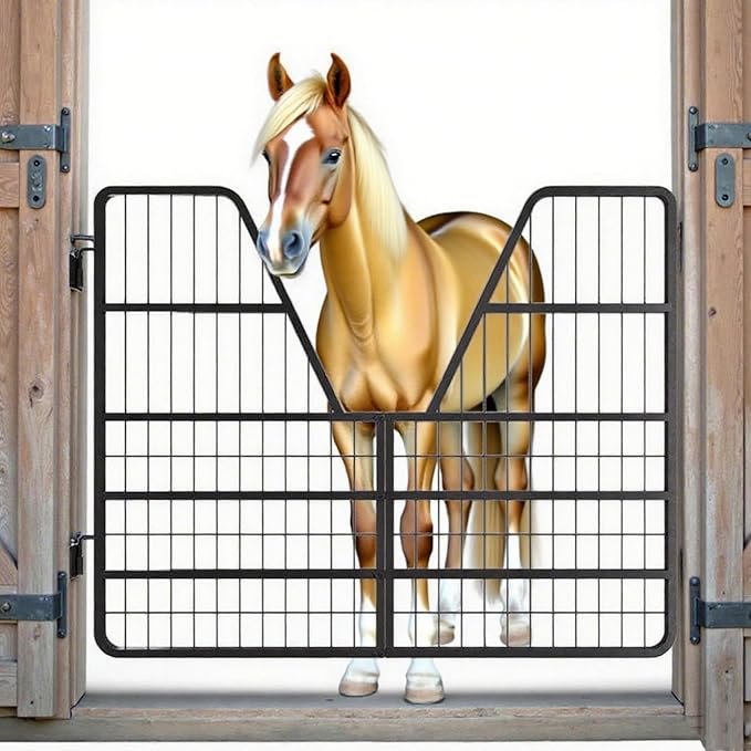 52" Wide X 42" High High Stall Guards for Horses, Heavy Duty Horse Stall Gate, 1" Thick Steel Frame Horse Stall Guard, Essential Horse Stall Accessories, Fits Standard Barn Doorways