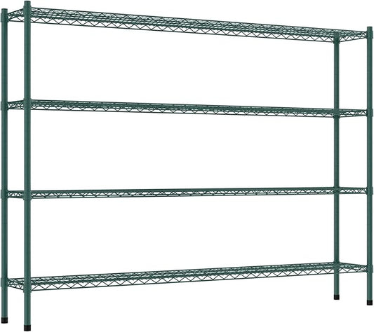 Commercial NSF Listed Green Epoxy Stationary Wire Shelving Kit 12" x 72" x 54", with 4 Shelves Perfect for Warehouse, Walk-in Refrigerator, Freezer, Grocery Store, Restaurant, Dishroom