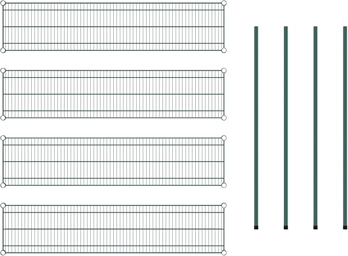 Commercial NSF Listed Green Epoxy Stationary Wire Shelving Kit 14" x 60" x 54", with 4 Shelves Perfect for Warehouse, Walk-in Refrigerator, Freezer, Grocery Store, Restaurant, Dishroom