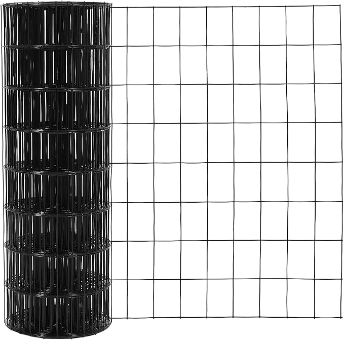 Wire Mesh Fence Roll 24inx50ft, 2inchx3inch 16GA Galvanized Steel Poultry Netting, Vinyl Coating Metal Wire Hardware Cloth Fence for Garden Yard Animals Plants Protection, Farm Fencing, Black