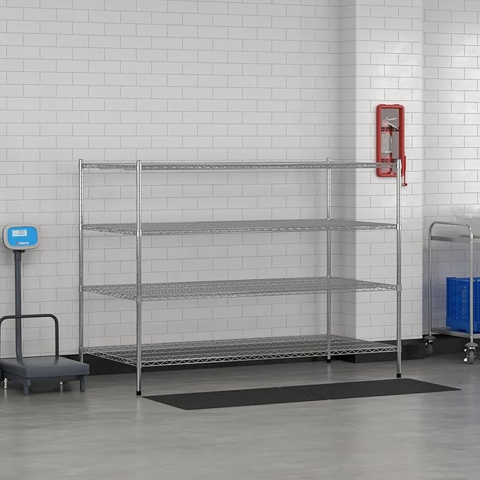 Commercial NSF Listed Chrome Stationary Wire Shelving Kit 36" x 72" x 54", with 4 Shelves Perfect for Warehouse, Walk-in Refrigerator, Freezer, Grocery Store, Restaurant, Dishroom