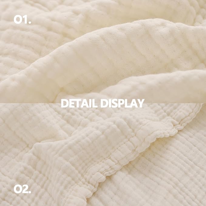 Throw Blanket for Bed 100% Cotton Ultra Soft Rustic Quilt Farmhouse Decor Fall Bed Blankets,80"×90" All Season Rustic Large Throw for Sofa Couch Chair