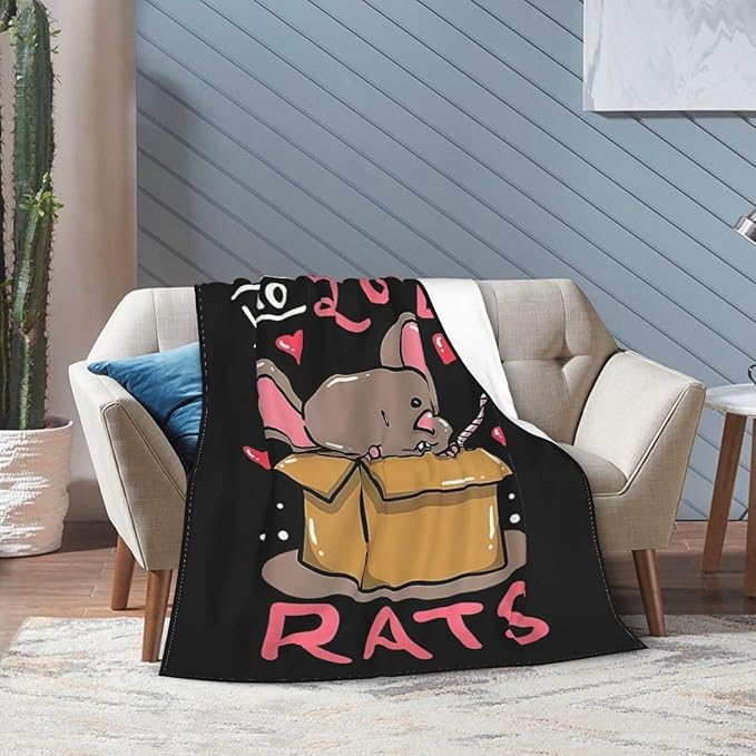 Mouse Rat Blanket Super Cozy Soft Mouse Rat Throw Blanket Warm Plush Fluffy Just a Girl Who Loves Rats Lightweight Fleece Flannel Gifts Blankets for Kids Adults 80"x60"