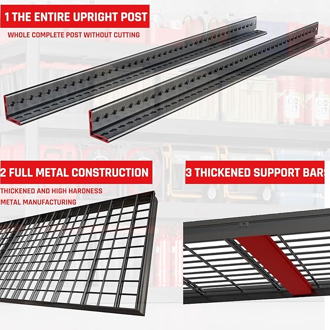 68" W Garage Shelving Unit, 68" W x 24" D x 68" H, Heavy Duty Garage Storage Shelves, 4 Tier Storage Rack Shelf, Industrial Adjustable Shelves for Basement Warehouse, 2 Pack