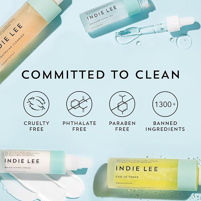 Indie Lee Brightening Facial Cleanser - Daily Hydrating Cleanser, Makeup Remover & Exfoliating Face Mask to Brighten, Firm & Protect Dry Skin - Clean, Gentle Face Wash (10oz)