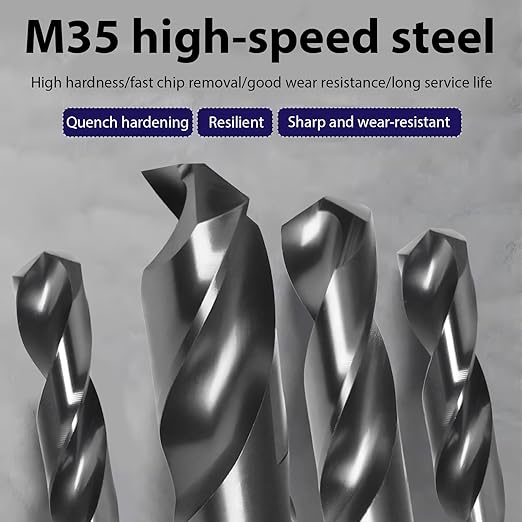 9/16 Inch Cobalt Drill Bit for Metal - M35 Titanium Aluminum Nitrite Coated HSS, 9/16" Diameter 6" Total Length with 3-Flat Shank, for Steel Pipes, Metal Sheets & Automotive Repair