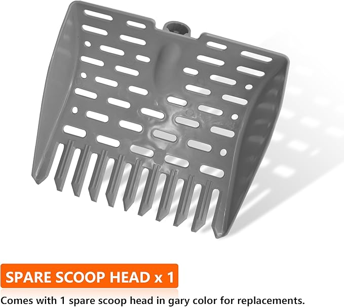 Chicken Poop Scooper & Rake 2-in-1 Telescopic Chicken Litter Scoop for Chicken Coops & Small Farm Animals Sand Sifting Litter Shovel (Orange)