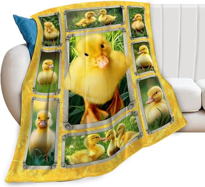 Duck Blanket, Cute Yellow Duck Throw Blanket, Ducks Gifts Blankets Stuff Fleece Flannel Plush for Girls Women Men Boys Lovers Adults Soft Bedding Gift for Sofa Bed Office Home Decor 60"x50"