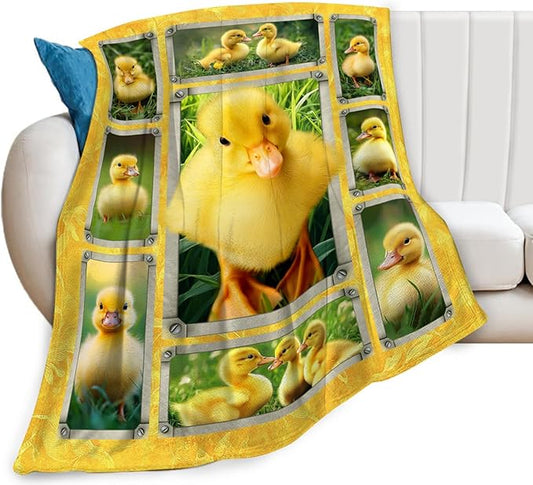 Duck Blanket, Cute Yellow Duck Throw Blanket, Ducks Gifts Blankets Stuff Fleece Flannel Plush for Girls Women Men Boys Lovers Adults Soft Bedding Gift for Sofa Bed Office Home Decor 40"X50"