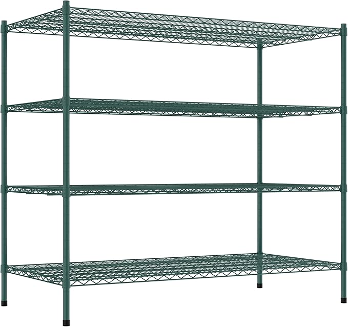 Commercial NSF Listed Green Epoxy Stationary Wire Shelving Kit 30" x 60" x 54", with 4 Shelves Perfect for Warehouse, Walk-in Refrigerator, Freezer, Grocery Store, Restaurant, Dishroom