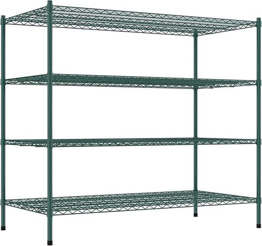 Commercial NSF Listed Green Epoxy Stationary Wire Shelving Kit 30" x 60" x 54", with 4 Shelves Perfect for Warehouse, Walk-in Refrigerator, Freezer, Grocery Store, Restaurant, Dishroom