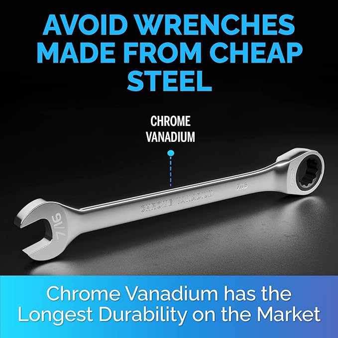 TOOLGUARDS 7/16" Wrench - Ratcheting Wrench - Slim Profile - Ratchet Wrench - 100% Lifetime Satisfaction Guarantee