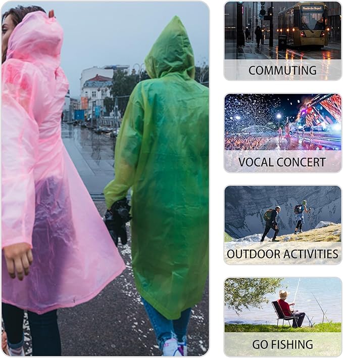 Disposable Rain Ponchos Emergency Rain Poncho for Adults