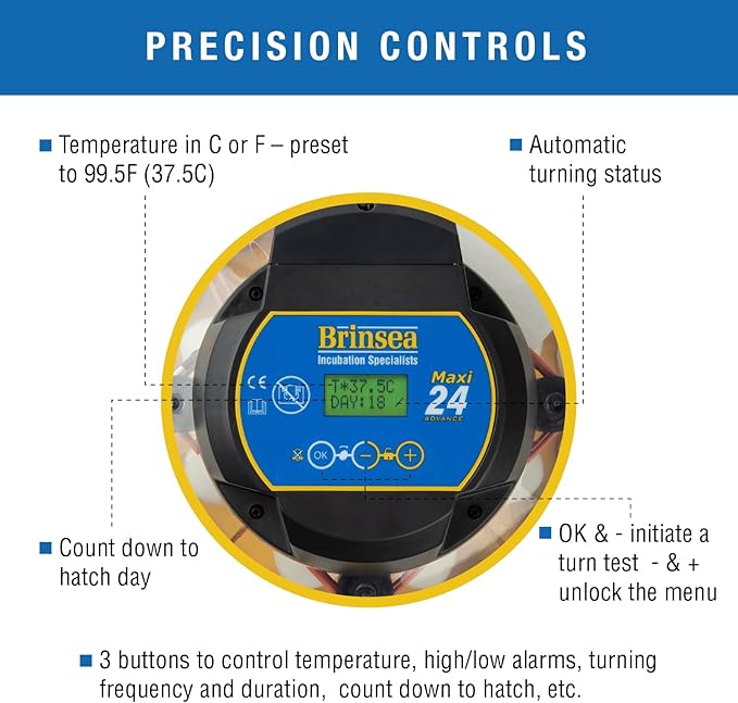 Brinsea Maxi 24 Advance Egg Incubator with Automatic Egg Turning and Temperature Control for Hatching 24 Chicken, Duck, or Other Eggs,- Optimal Flexibility with Mix & Match Sizes
