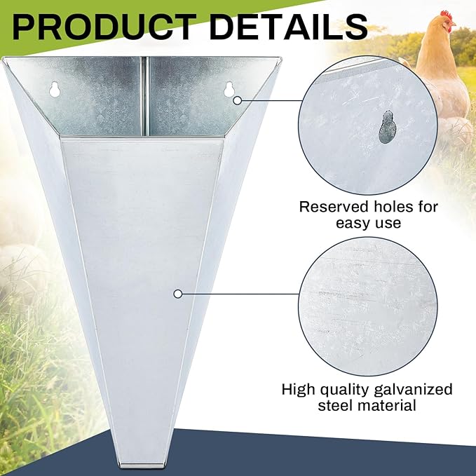 Mumufy 4 Pcs Medium Chicken Cone, Galvanized Steel Poultry Restraining Cones, up to 10 Pounds, Flat Back Funnel Cone Chicken Killing Cones for Butchering Birds Turkeys, Easy to Clean (Sliver)