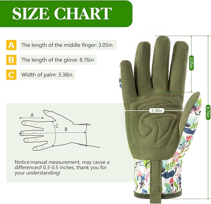 Womens Gardening Gloves, Breathable Leather Thorn Proof Garden Gloves with Grip, Puncture-Resistant Work Gloves for Women