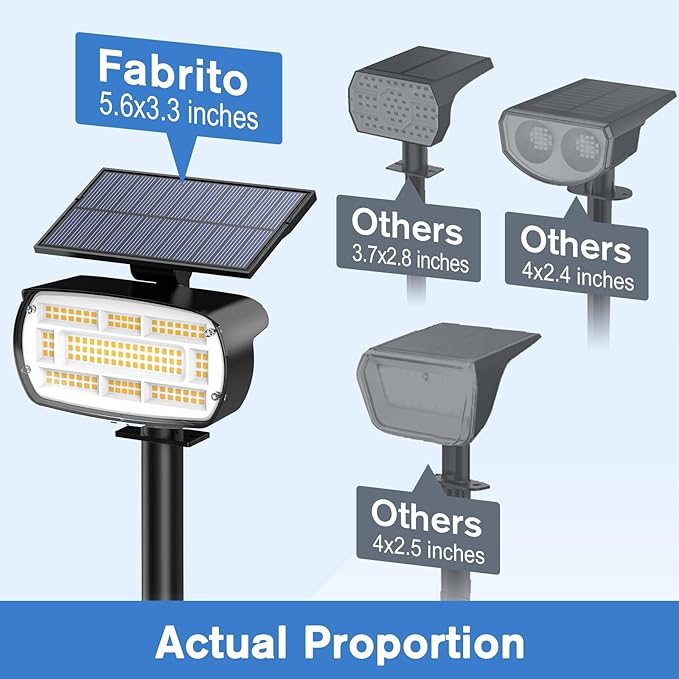 Fabrito Solar Spot Lights Outdoor 136 LEDs, Big Brighter Lighting Solar Lights Outdoor, 4 Pack IP65 Waterproof Landscape Spotlights Auto On/Off for Yard, Garden, Pathway, Plants,Tree (Warm White)