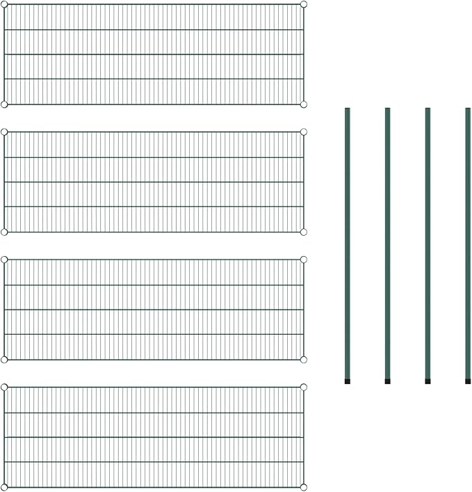 Commercial NSF Listed Green Epoxy Stationary Wire Shelving Kit 21" x 60" x 54", with 4 Shelves Perfect for Warehouse, Walk-in Refrigerator, Freezer, Grocery Store, Restaurant, Dishroom