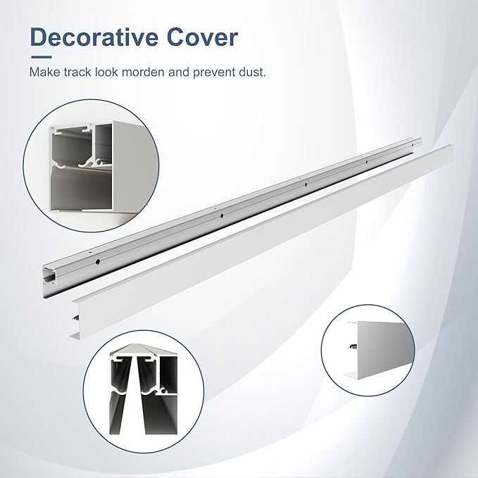JUBEST 6FT Sliding Barn Door Track Kit, Aluminium Box Rail Wall Mounted Hidden Barn Door Hardware Kit, for Various Modern Doors, Easy to Install, Low Clearance