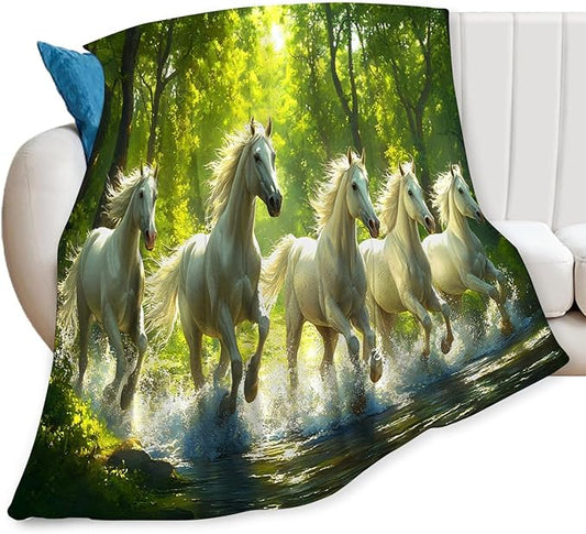 Tijuboni Horses Throw Blanket Horse Gifts for Girls Boys Women Men Kids Adults Soft Flannel Fleece Blanket for Couch Sofa Bed Home Decor 50"x60"