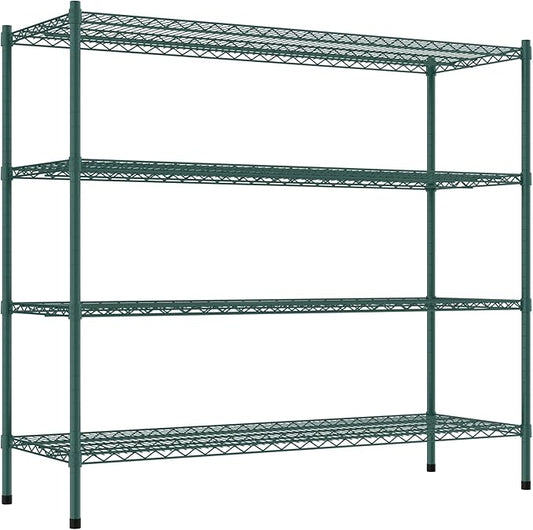 Commercial NSF Listed Green Epoxy Stationary Wire Shelving Kit 21" x 60" x 54", with 4 Shelves Perfect for Warehouse, Walk-in Refrigerator, Freezer, Grocery Store, Restaurant, Dishroom