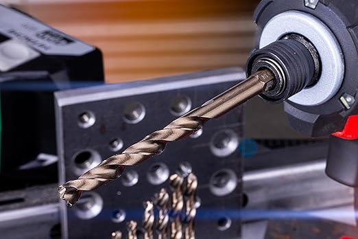 NordWolf 14-Piece M35 Cobalt Drill Bit Set for Stainless Steel, Hard Metals & Cast Iron, Jobber Length with 1/4" Hex Shank, SAE Sizes 1/16" to 1/4" in Storage Case