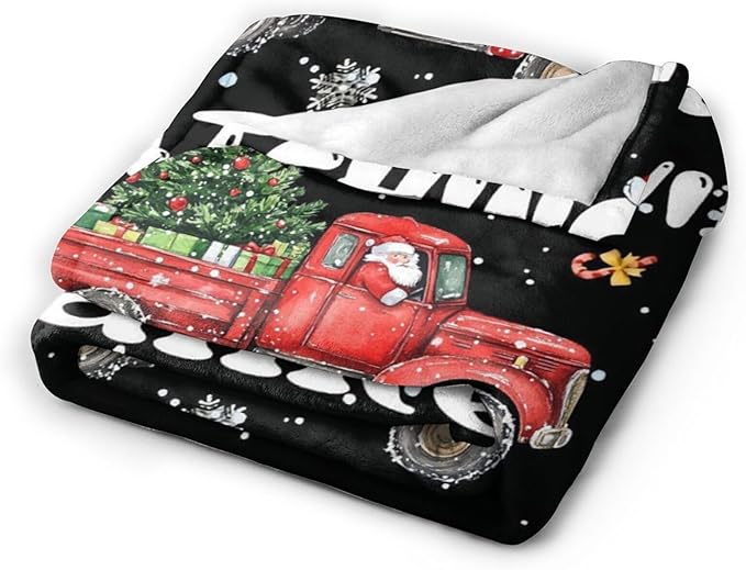 Dynova Christmas Truck Blanket Cozy Plush Snowflakes Throw Blankets Fuzzy Flannel Fleece Christmas Decor Gifts for Girls Boys Women Men 80"X60"