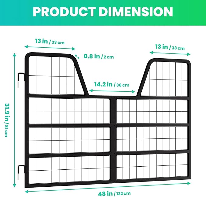 48" W x 32" H Horse Stall Door, Essential Stall Guard System for Horses Featuring Heavy Duty Steel & Yoke Design, Two-Way Swing.
