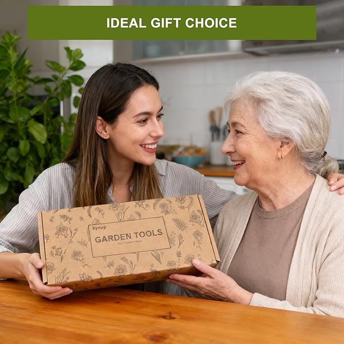 Kynup Gardening Tools, Garden Tools Set-9 Piece, Garden Hand Tool Kit with Cultivators, Thickened Stainless Steel, Rust-Proof, Gardening Supplies, Garden Stuff, Gifts for Women