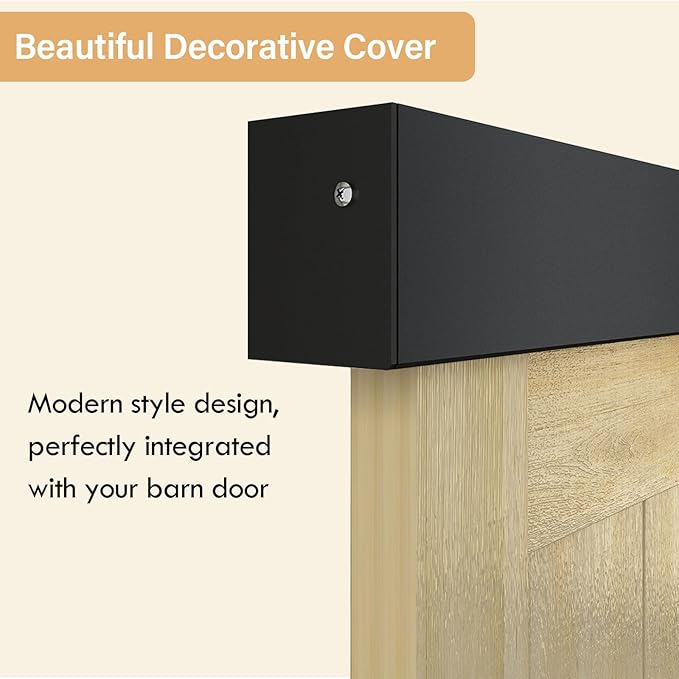 6.6FT Sliding Barn Door Hardware, Low Clearance Aluminium Alloy Box Rail Hardware for Wooden Barn Door, Interior Track, Easy to Install, Black