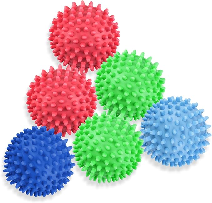 6 Pack Laundry Balls for Dryer, Dryer Balls Laundry Reusable, Dryer Ball Plastic Pellet Packs for Fabric Soften, Reduce Wrinkle and Less Static Cling-Mix