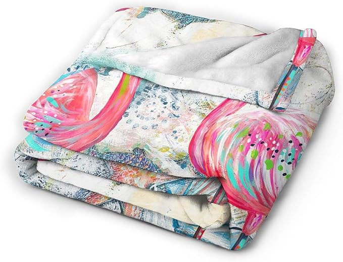 Pink Flamingo Throw Blanket Cozy Plush Flamingos Flannel Fleece Ultra Soft Blankets Lightweight Fuzzy Party Blanket Gifts for Girls Women Men Boys Bed Couch Sofa 80"x60"