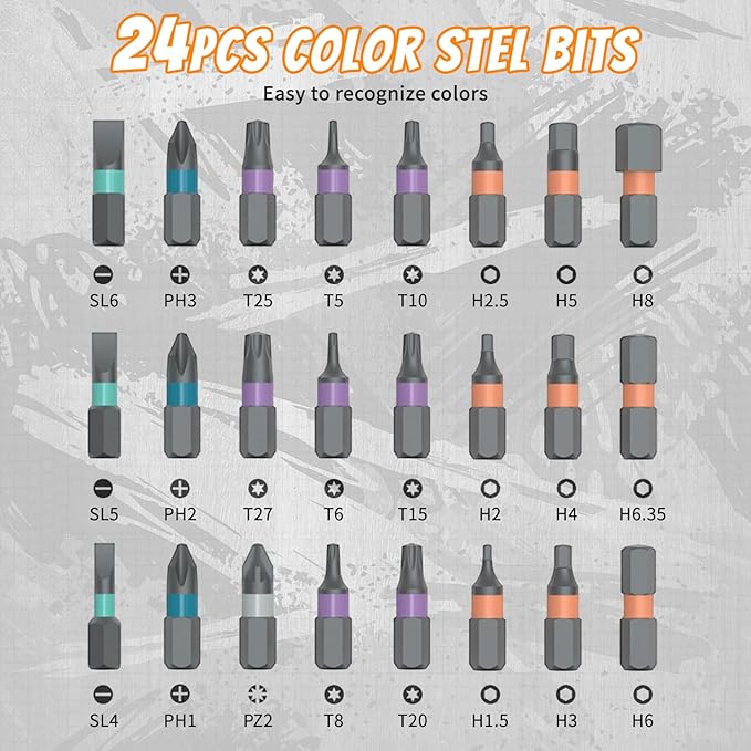 24 in 1 Magnetic Screwdriver Set,Upgrade DIY Ratchet Screwdriver Set with Detachable Ratchet Handle- Precision Repair Tool Kit for Furniture,Computer,Bicycle,Electronics,Phone,Watch