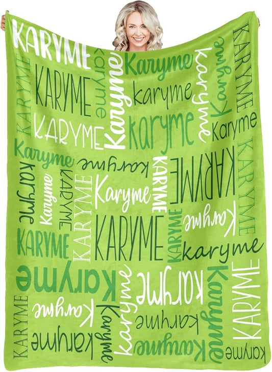 Personalized Blankets with Names Baby Gifts for Girls Boys Custom Soft Fleece and Sherpa Name Blanket for Kids and Adults Birthday for Daughter Son Granddaughter Grandson (Green)