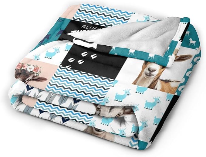Super Soft Warm Goat Animal Throw Blanket - Cozy Plush Fluffy Sheep Lightweight Fleece Flannel Gifts for Women, Girls, Kids & Adults - 80"X60"