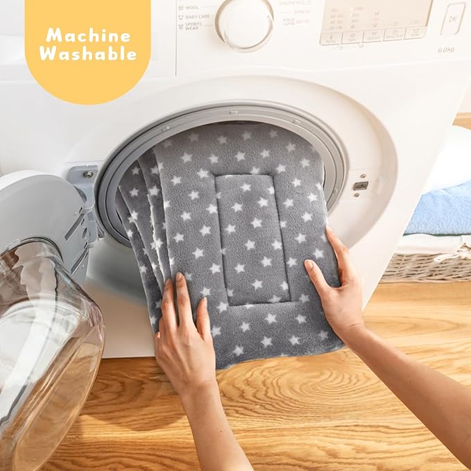 4-Pack Guinea Pig Bed, Washable Bunny Mat, Fleece Rabbit Bedding, Soft Flannel Small Animal Cage Liner, Blanket for Hamster Ferret - 14"x10"