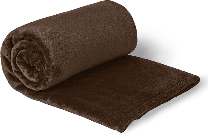Vianney Coffee Queen Size Lightweight Fleece Blanket Dark Brown Ultra Soft Cozy Throw for Couch or Bed Year-Round Comfort