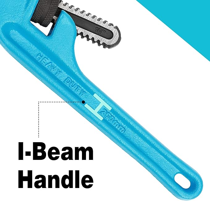 DURATECH 10-Inch Offset Pipe Wrench, Heavy Duty End Pipe Wrench, Cast Iron Handle, Adjustable Plumbing Wrench