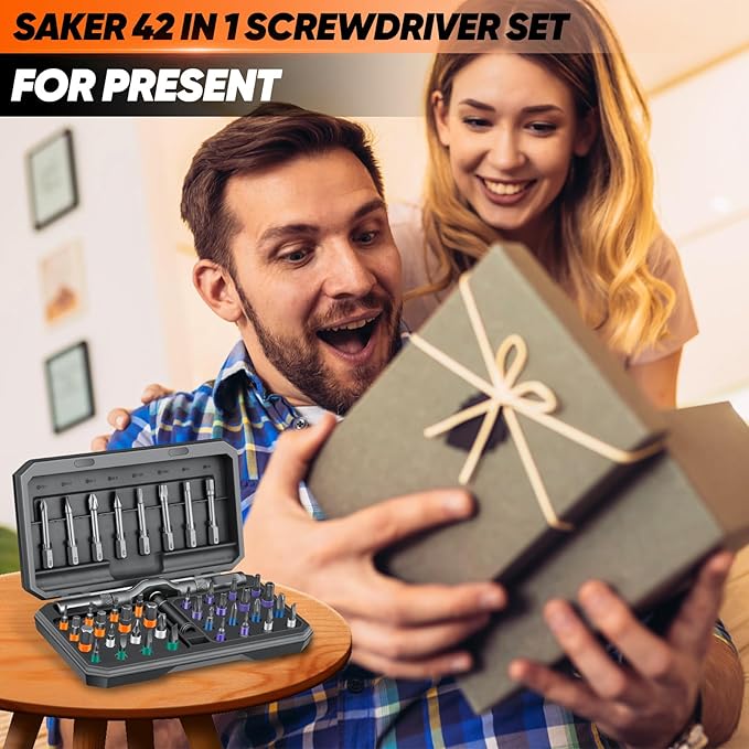 Saker 42 in 1 Magnetic Screwdriver Set, Multi Bit Free Combination Ratchet Screwdriver Set Portable Repair Tool Kit for Christmas Gifts Furniture, Computer, Bicycle and DIY Grey