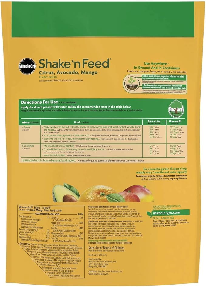 Miracle-Gro Shake 'n Feed Citrus, Avocado and Mango Plant Food 8 lbs.