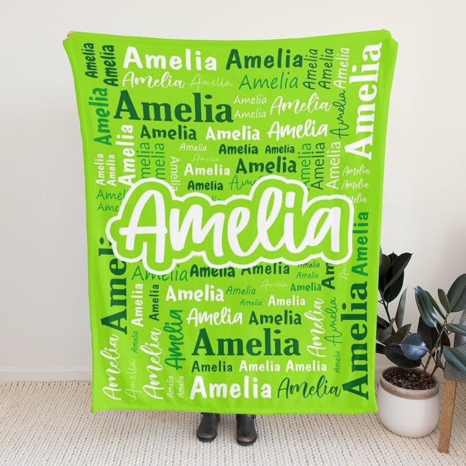 Custom Blanket with Name Personalized Blankets for Kids Adult Boys Girls Flannel Monogrammed Customized Blankets Throw (60''x80'')