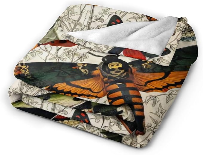 Tijuboni Moth Insect Throw Blanket Moth Gifts for Girls Women Boys Men Kids Adults Soft Flannel Fleece Blanket for Couch Sofa Bed Home Decor 40"x50"