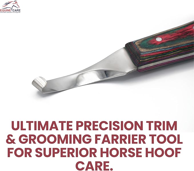 Equine Care Farrier Hoof Knife (Right-Handed) | Razor Sharp J2 Stainless Steel Blade, Ergonomic Handle | Professional Grade Precision Tool for Horse, Cow, Goat & Livestock Hoof Trimming & Shoeing.