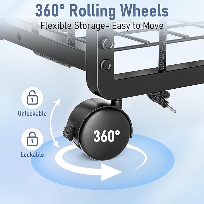 Sports Equipment Garage Organizer,Garage Ball Storage Rack for Sports with Wheels-Upgraded 3 Layers Organizer Rack Outdoor Basketball Racks for Balls with Holder and Hooks (Bright Black)