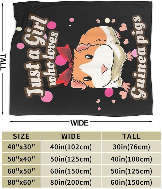 Super Cozy Soft Guinea Pig Throw Blanket - Warm Plush Fluffy, Lightweight Fleece Flannel, Gifts for Kids & Adults, 80"X60"