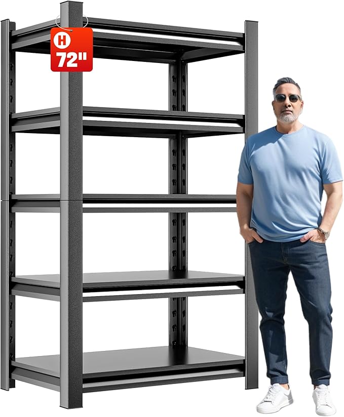 Heavy Duty Storage Shelves 5-Tier Adjustable Garage Shelving Unit, Strong Metal Storage Rack Shelving for Garage, Warehouse, Pantry Organization 16" D x36 W x78 H