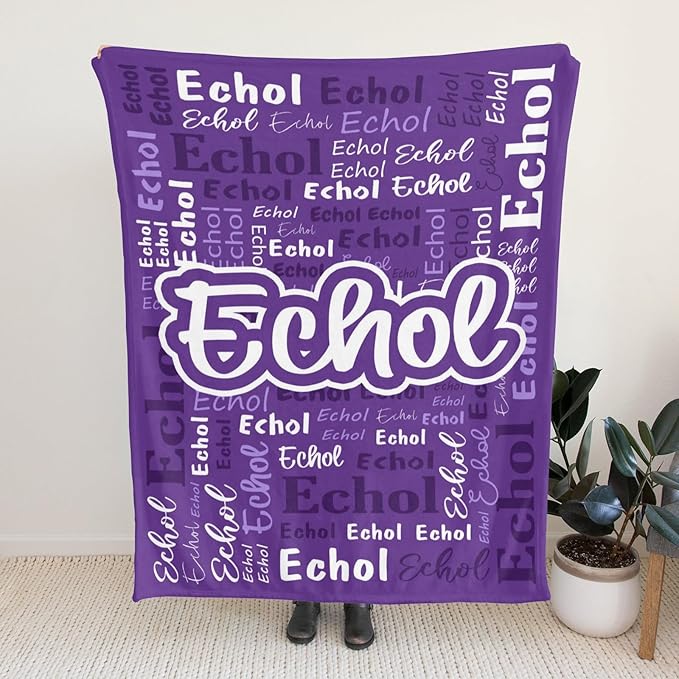 Custom Blanket with Name Personalized Blankets for Kids Adult Boys Girls Flannel Monogrammed Customized Blankets Throw (60''x80'')
