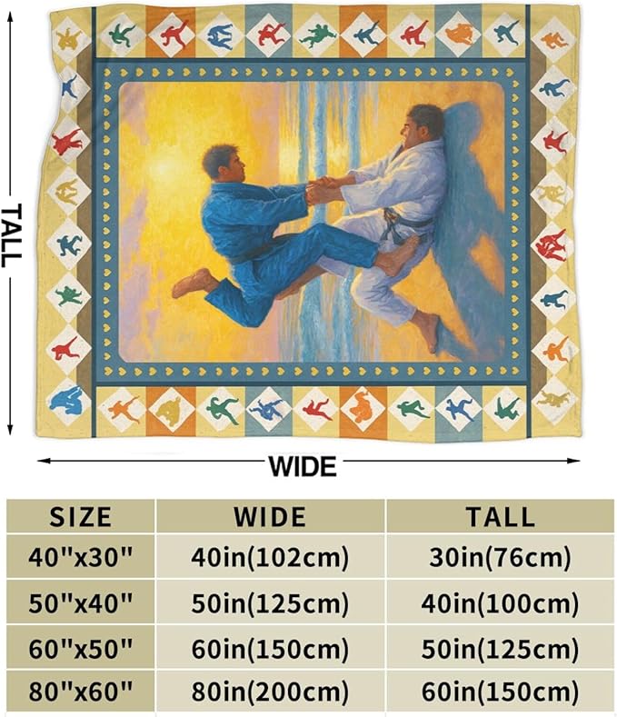 Jiu Jitsu Fleece Blanket Sports Jiujitsu Throw Blankets for Girls Boys Super Soft Warm Flannel Throws Gifts for Men Women Cozy Fuzzy Plush Stuffed Couch Bed Bedding Decor 80"X60"