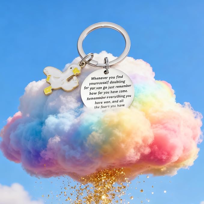 Duck Birthday Gifts for Women Men Ducks Lovers Themed Jewelry Lucky Yellow Duck Key Chain