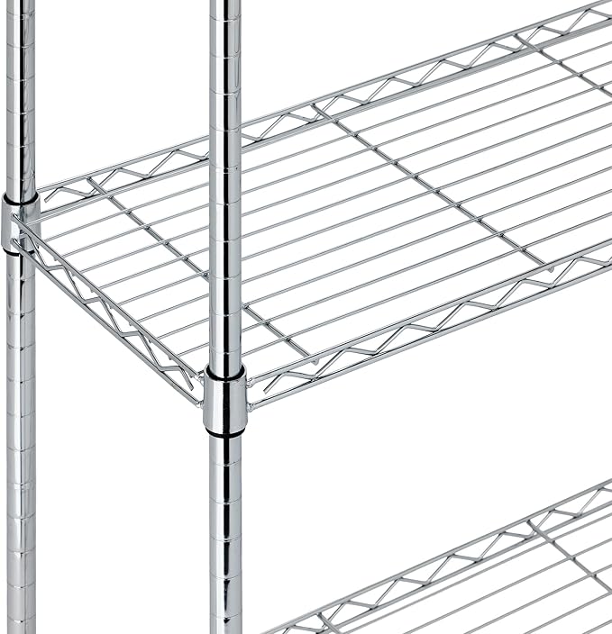 Amazon Basics 5-Shelf Adjustable Heavy Duty Steel Wire Rack Storage Shelving Organizer for Kitchen, Garage, 36" L x 14" W x 72" H, Chrome